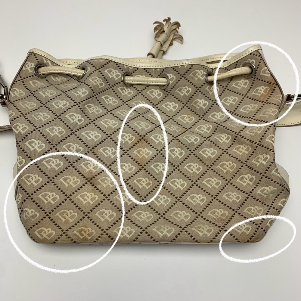 Dooney & Bourke Handbag Drawstring Bucket Tote Hobo Monogram Y2K Purse [Stained] - Picture 6 of 16